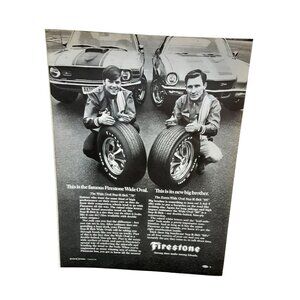 1970 Firestone Wide Oval Tires Vintage Magazine Print Ad Mustang Camaro
